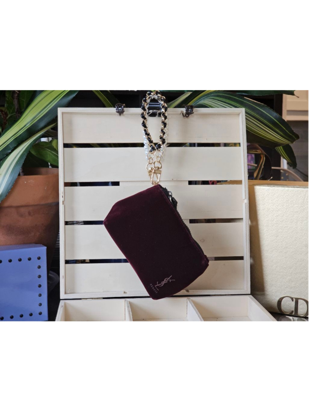 YSL Yves Saint Laurent Maroon Velvet Mini Clutch w/Wristlet Added - Picture 5 of 13
